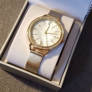 NEW! INC INTERNATIONAL CONCEPTS Women's Gold-Tone Mesh Bracelet Watch 37mm